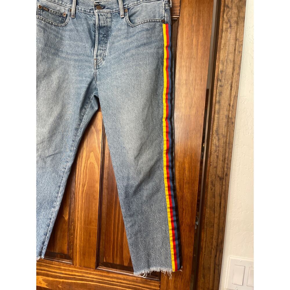 Polo Ralph Lauren Avery Boyfriend Jeans Side Stripe Raw Hem size 31 - Picture 3 of 10